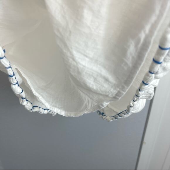 Free People Crystal Cove Smocked Mini Dress White Blue - Picture 9 of 14